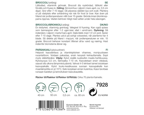 Information om odling av broccoli