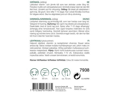 Information om odling av grönkål