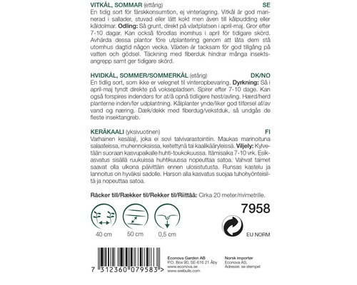 Information om vitkål sommargrönsaksodling