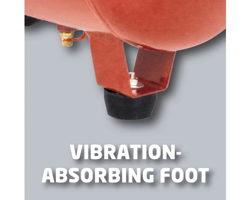 Detaljvy av en kompressorfot med vibrationsdämpning