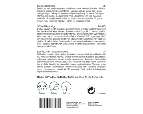 Information om zucchinisorten och odlingsinstruktioner