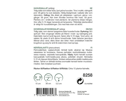 Information om sådd av skördesallad