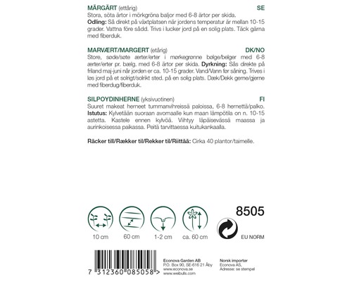 Information om sådd av ärter