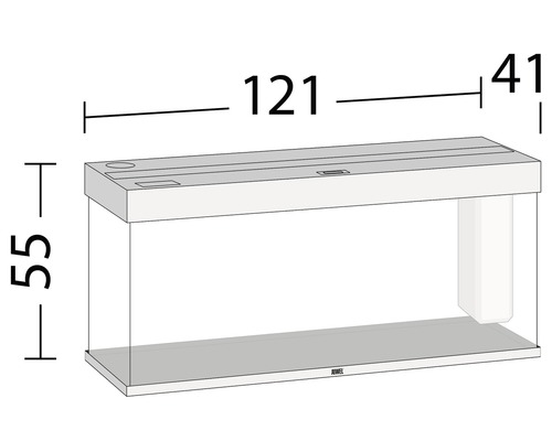 Akvarium med måtten 121 x 41 x 55 cm