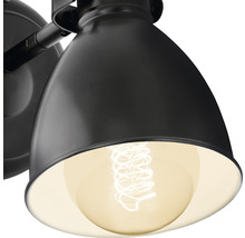 Svart vägglampa med glödlampa