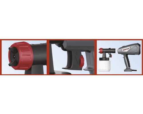 Detaljvy av en färgsprutpistol för renoveringsarbeten och gör-det-själv-projekt