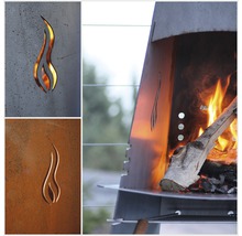 Detaljvy av en eldstad med flammönster