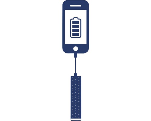 Symbol för en smartphone ansluten till en laddare och som indikerar laddningsprocessen