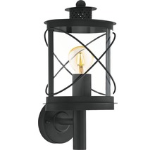 Svart vägglampa i lyktstil med glödlampa