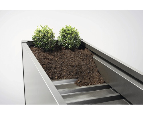 Blomlåda med jord och växter