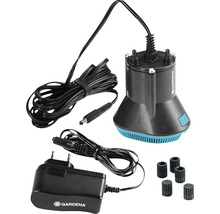 Gardena regnvattenpump med tillbehör som nätadapter och anslutningsstycken