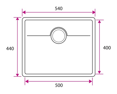 Teknisk ritning av en diskho med dimensioner