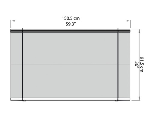 Teknisk ritning av ett skåp med måttangivelser