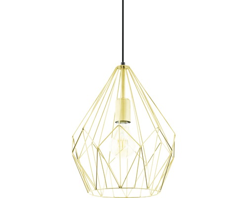 Gyllene hänglampa med geometrisk tråddesign