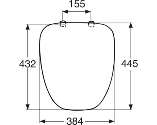 Teknisk ritning av en toalettstol med måttangivelser