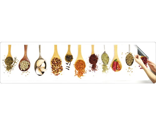 Dekorativ bild av kryddor i skedar