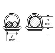 Ritning av en tätningsprofil med måtten 7 mm hög och 8 mm bred