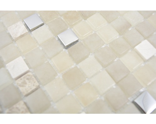 Mosaikplatta av natursten och metall