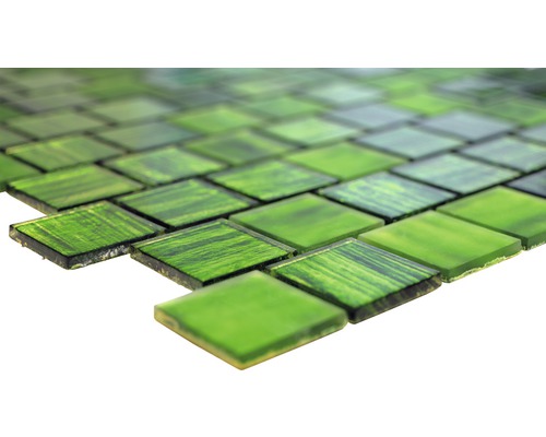 Gröna glasmosaikplattor, kvadratiska, för vägg och golv