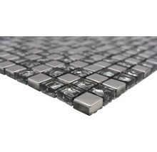 Mosaikplatta av glas och metall