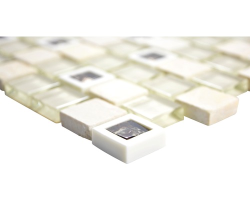 Mosaikplatta av glas och sten