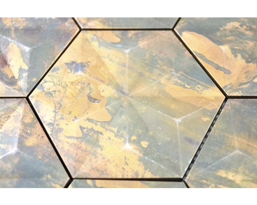 Sexkantiga väggplattor med mönstrade ytor
