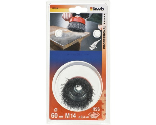 Stålborste för vinkelslip, diameter 60 mm, M14 gänga