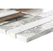 Mosaikplatta av marmor, natursten och glas
