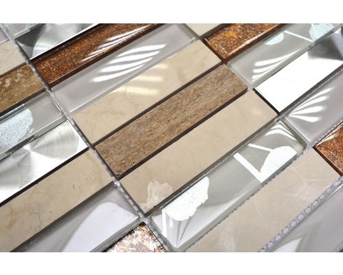 Mosaikplattor av glas och sten, rektangulära