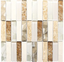 Mosaikplatta med avlånga element av sten och glas