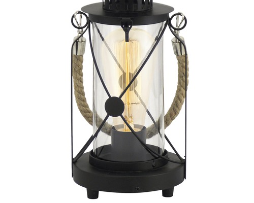 Dekorativ bordslampa i lyktform med glaskolv