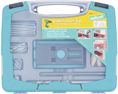 Wolfcraft Undercover Jig set för dolda träskruvförband i väska