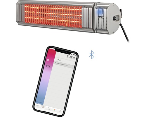Värmelampa med smartphone-appstyrning och Bluetooth-symbol