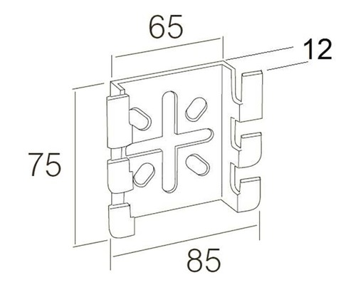 Teknisk ritning av ett apparatfäste med måttangivelser