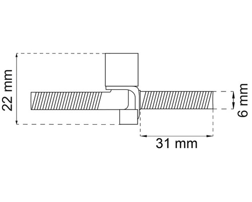 Teknisk ritning av ett dörrband med måttangivelser.