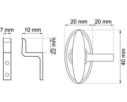 Teknisk ritning av en möbelknapp med måttangivelser