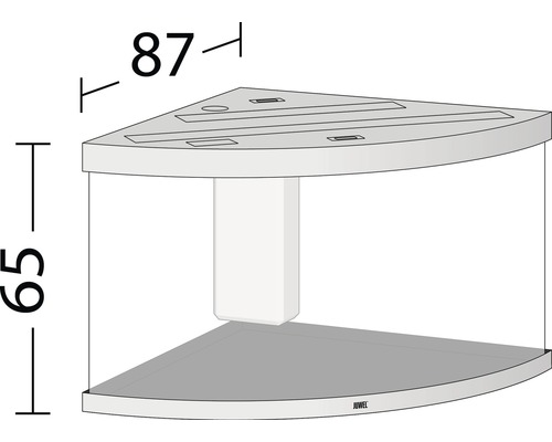 Hörn akvarium med måtten 87 gånger 65 centimeter