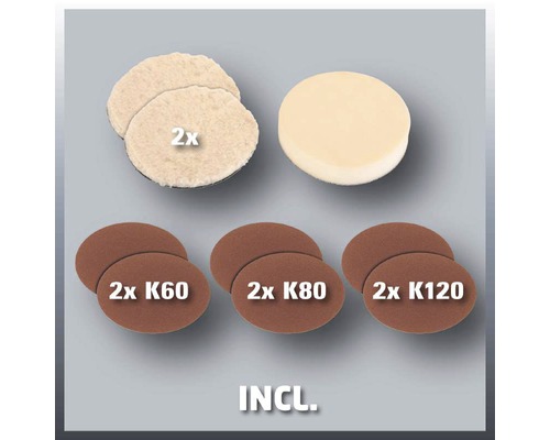 Set med slipskivor och polerskivor