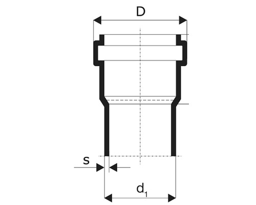 Teknisk ritning av en rörkoppling med dimensioner