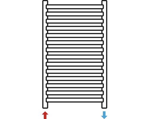 Schema för en radiator med sidoanslutning