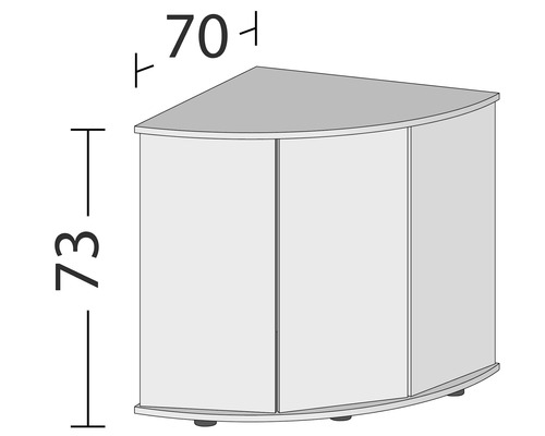 Hörnskåp med måtten 70 gånger 73 centimeter