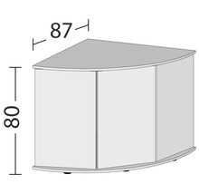 Illustration av ett hörnbänkskåp med måtten 87 gånger 80 centimeter.