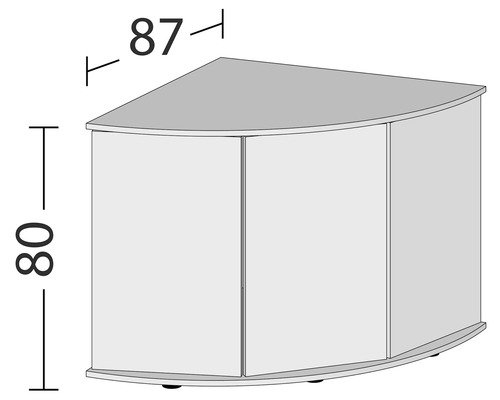 Illustration av ett hörnbänkskåp med måtten 87 gånger 80 centimeter.