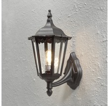 Klassisk svart vägglampa för utomhusbruk med klart glas och glödlampa