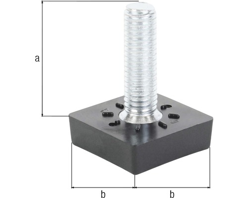 Ställfot med gänga och fyrkantig platta