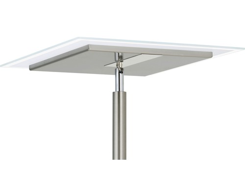 Bord med glasskiva och metallkolonn