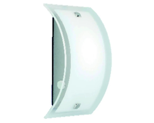 Böjd vägglampa i glas och metall