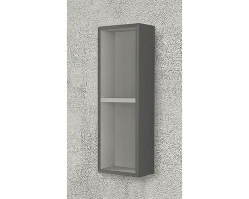 Grått väggskåp med en hylla