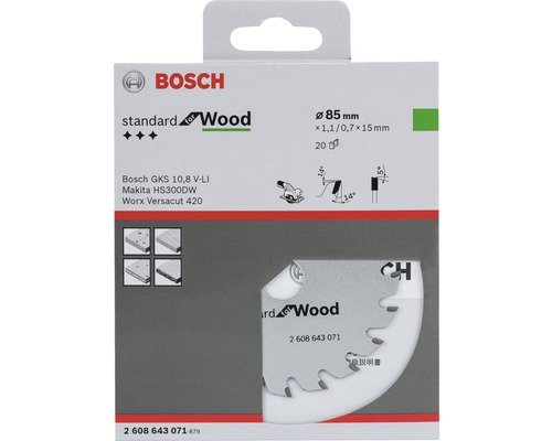 Bosch sågblad Standard for Wood, 85 millimeter diameter
