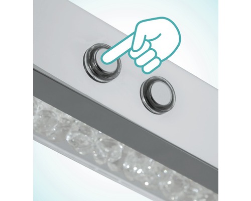 En stiliserad hand trycker på en strömbrytare på en lampa.